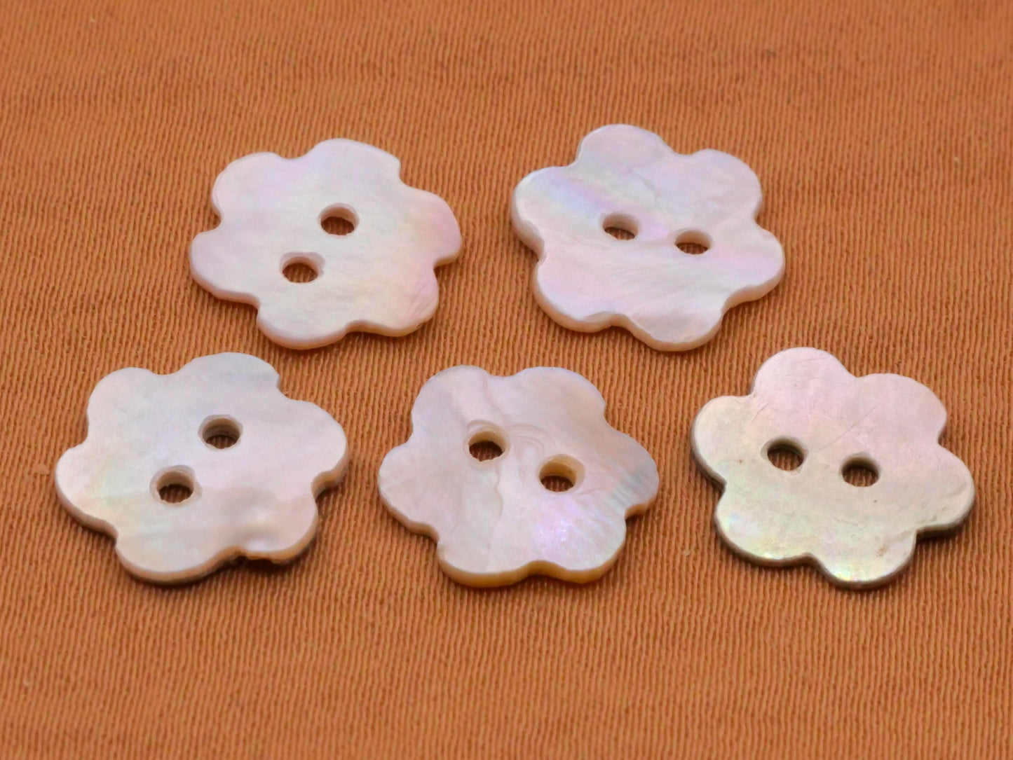 Flower Mother of Pearl Shell Set of Five Buttons 12mm