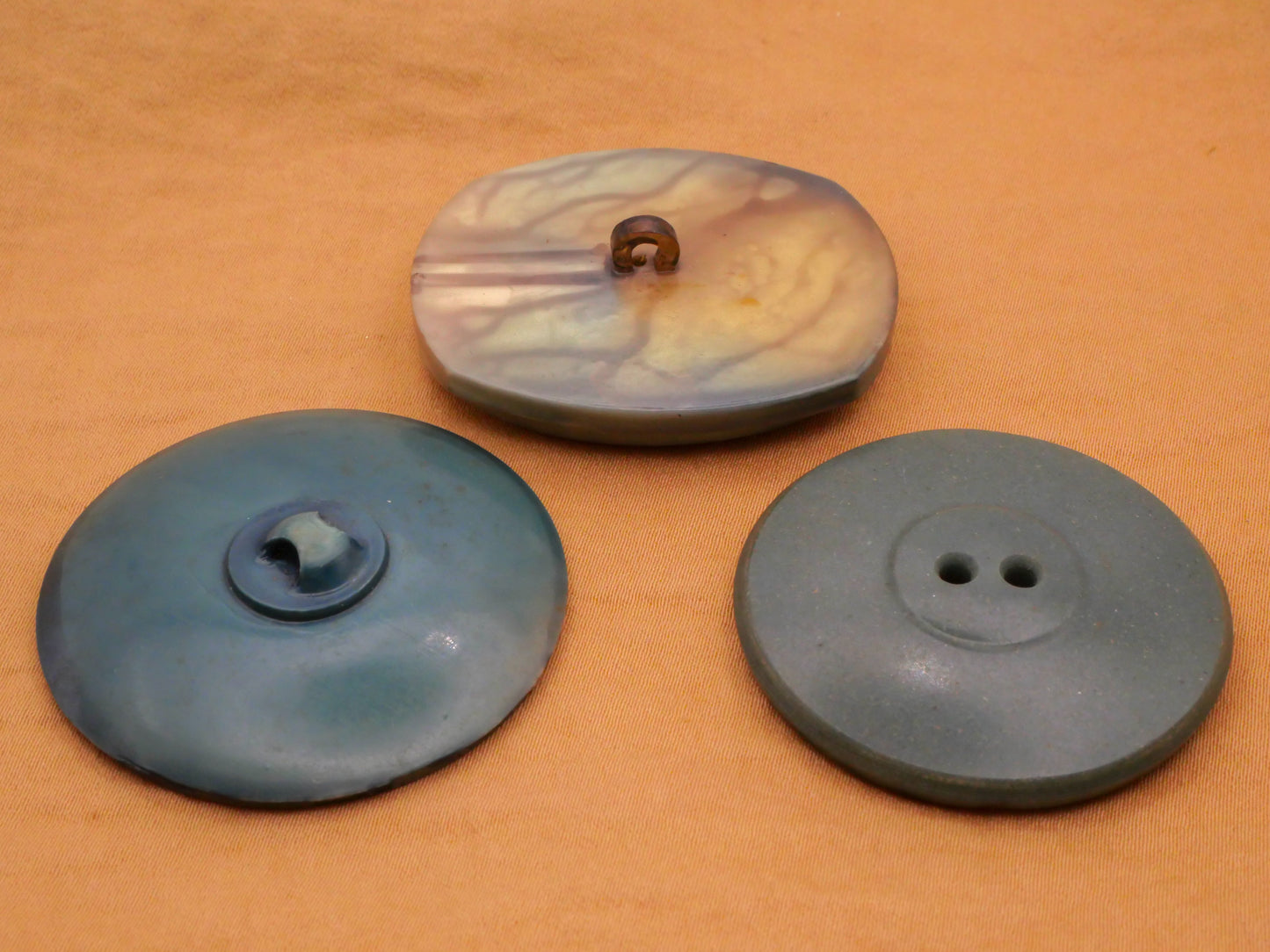 Peacock Blue Celluloid Early Plastic Large Button Various 35-42mm