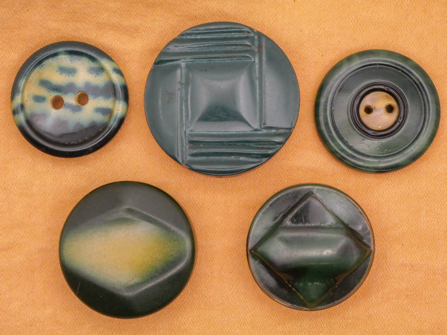 Peacock Blue Green Celluloid Early Plastic Button Various 22-28mm