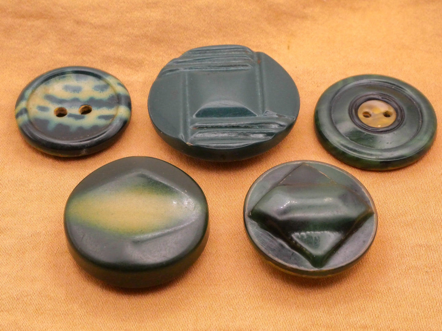 Peacock Blue Green Celluloid Early Plastic Button Various 22-28mm