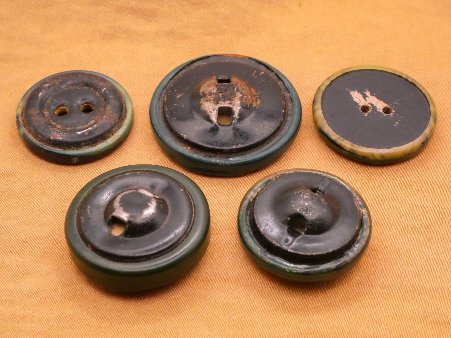 Peacock Blue Green Celluloid Early Plastic Button Various 22-28mm