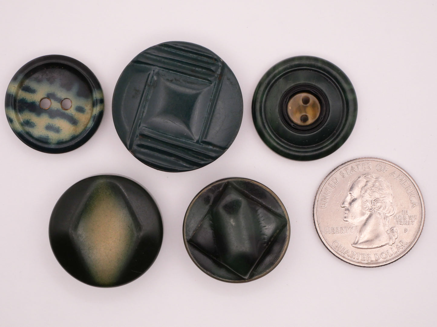 Peacock Blue Green Celluloid Early Plastic Button Various 22-28mm