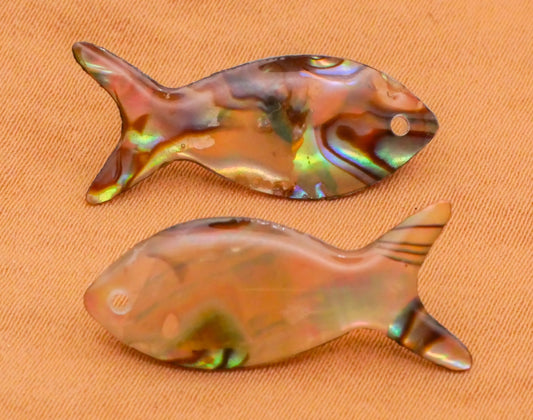 Fish Mother of Pearl Look Plastic Pair of Buttons 10x25mm