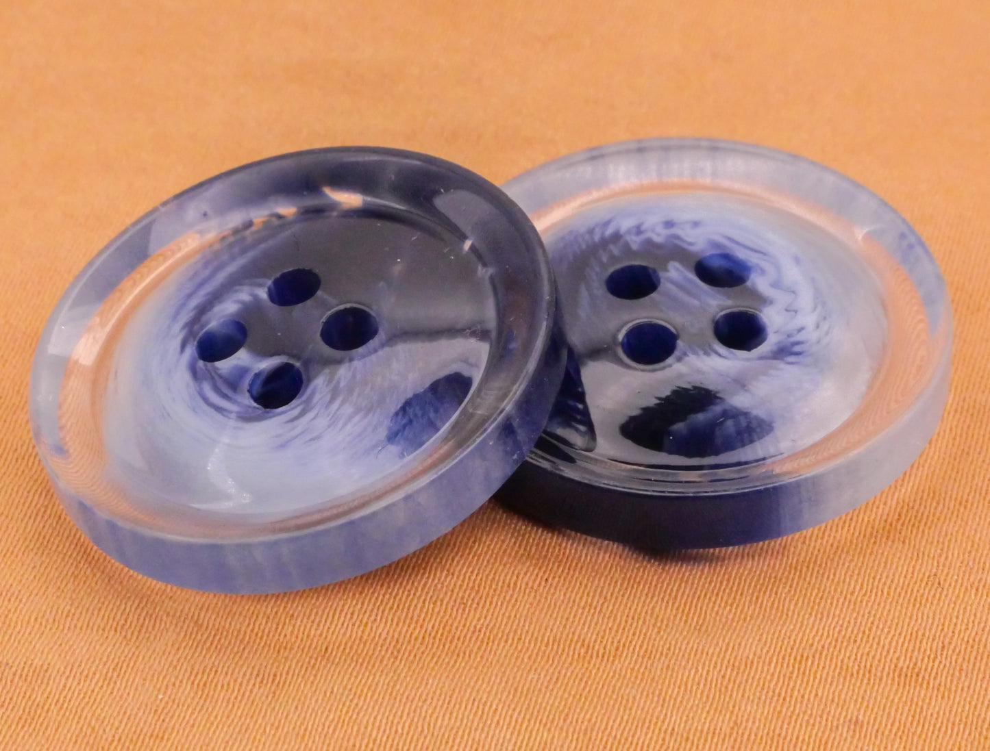 Ocean Look Watercolor Blue Plastic Pair of Buttons 25mm