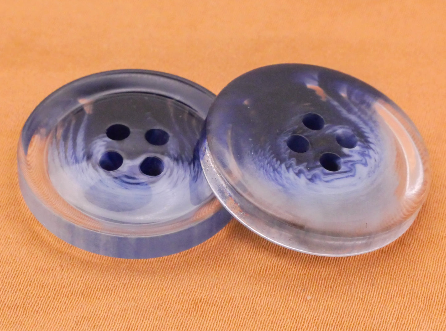 Ocean Look Watercolor Blue Plastic Pair of Buttons 25mm