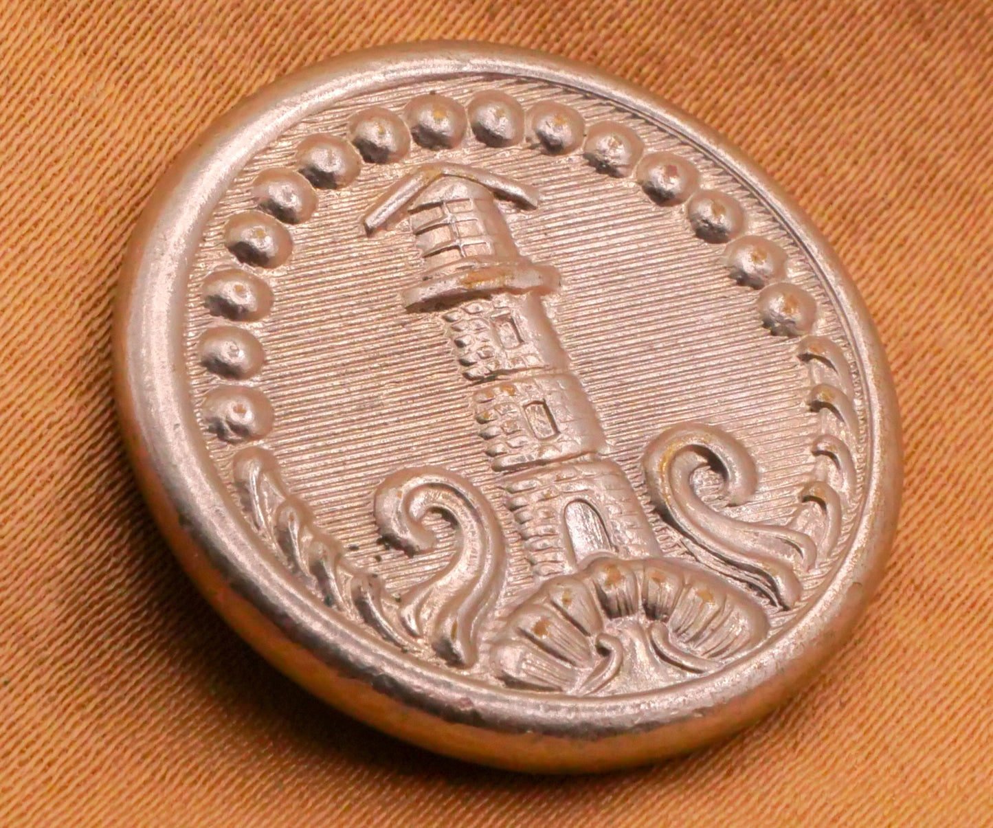 Lighthouse Waves Nautical Silver Metal Button 23mm