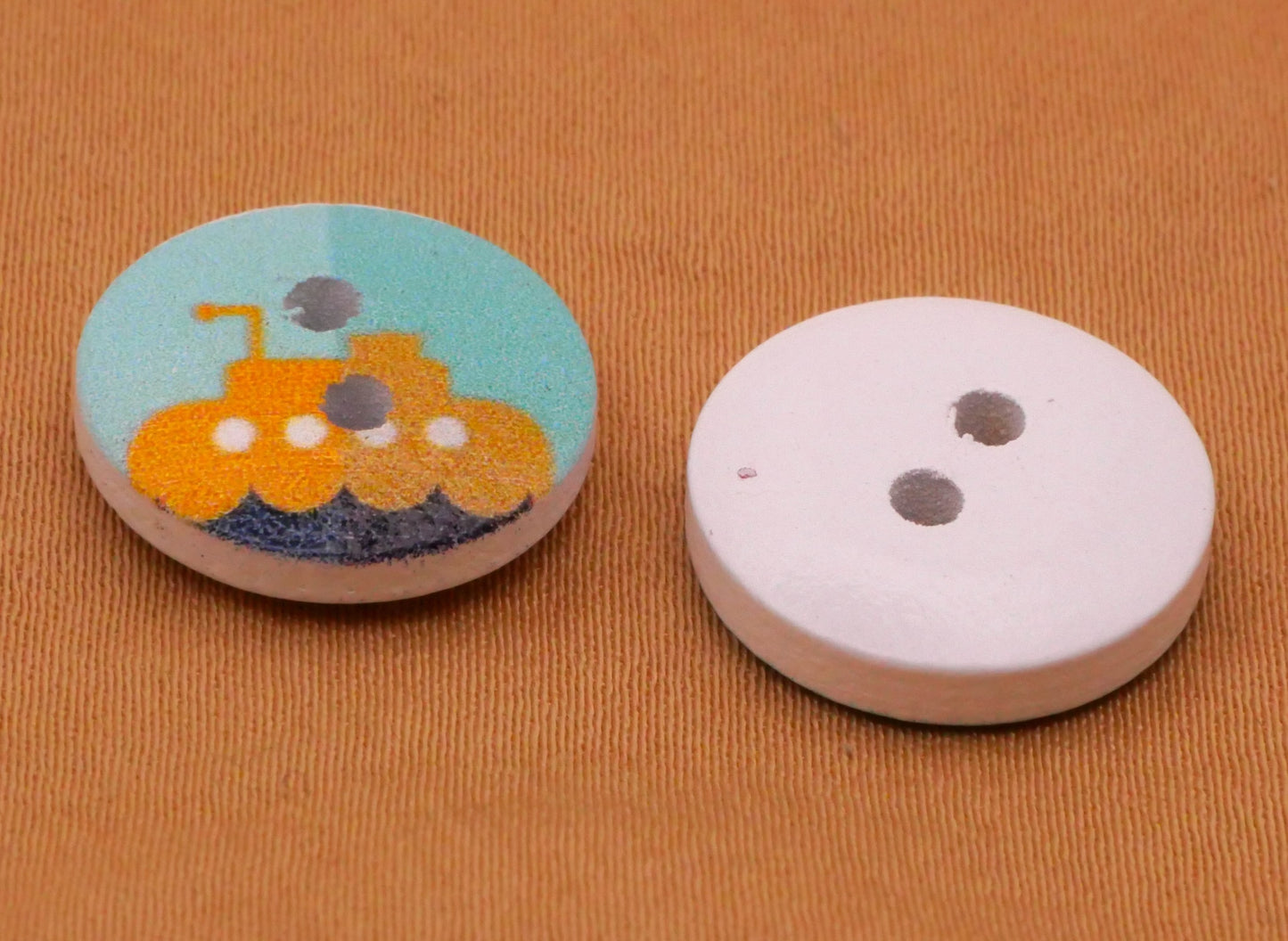 Nautical Aqua Red Yellow Blue Wood Assorted Set of Twenty Buttons 15mm