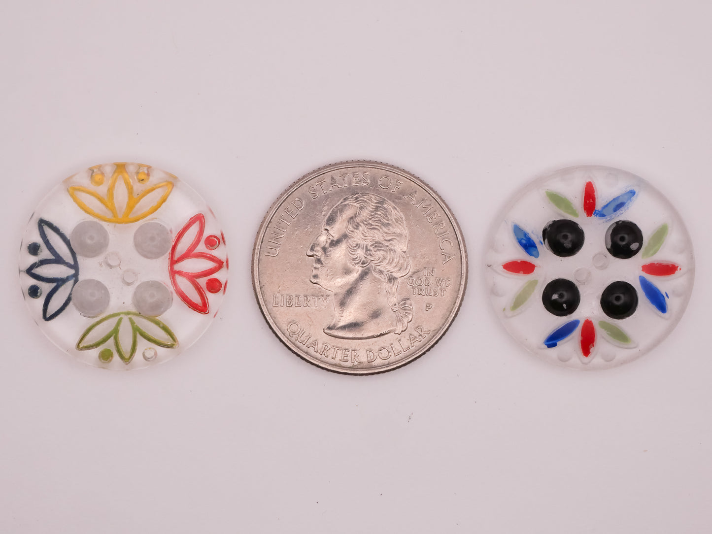 Foliage Leaf Reverse Painted Intaglio Vintage Glass Button Various 23mm