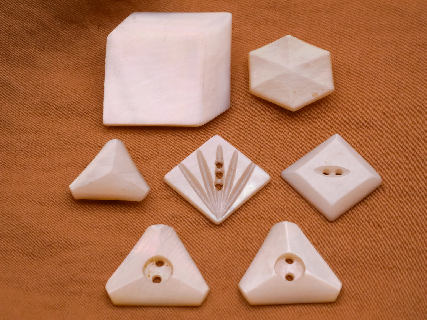 Geometric Mother of Pearl Antique Button Various 17-28mm