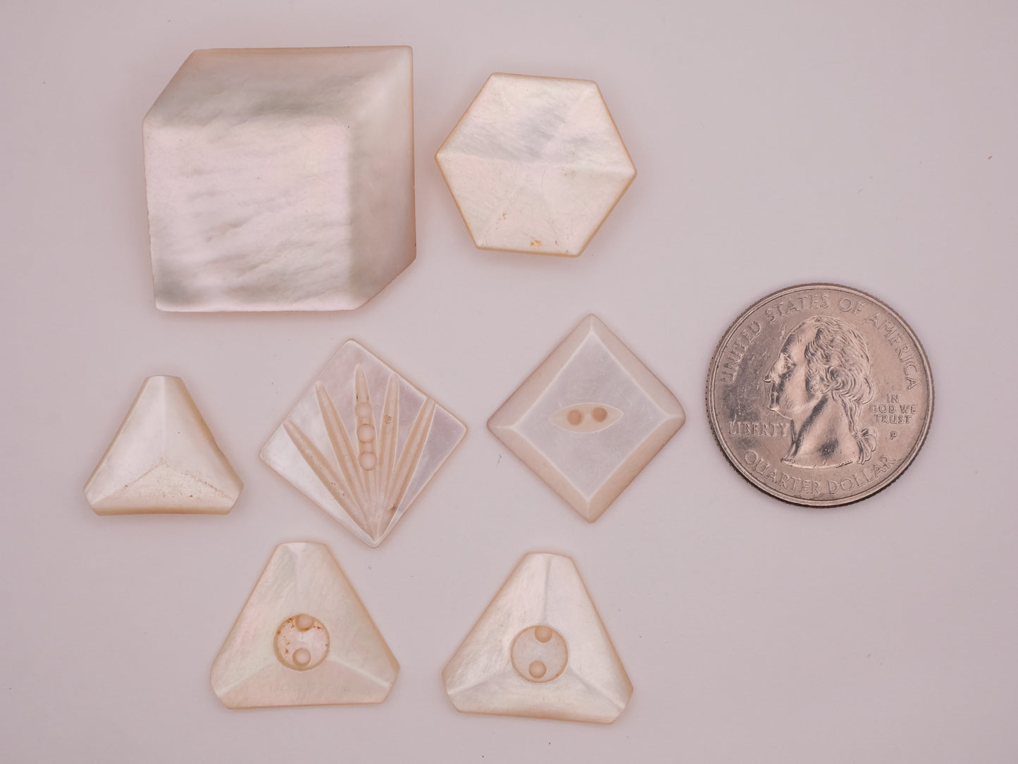 Geometric Mother of Pearl Antique Button Various 17-28mm
