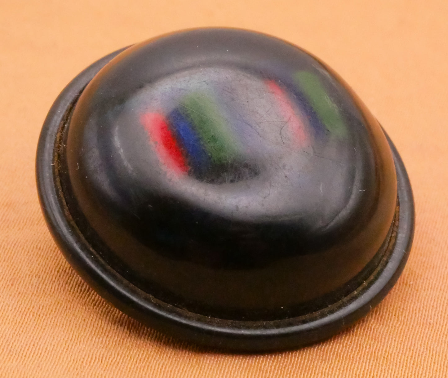 Primary Stripe Celluloid Early Plastic Bubble Large Button 32mm