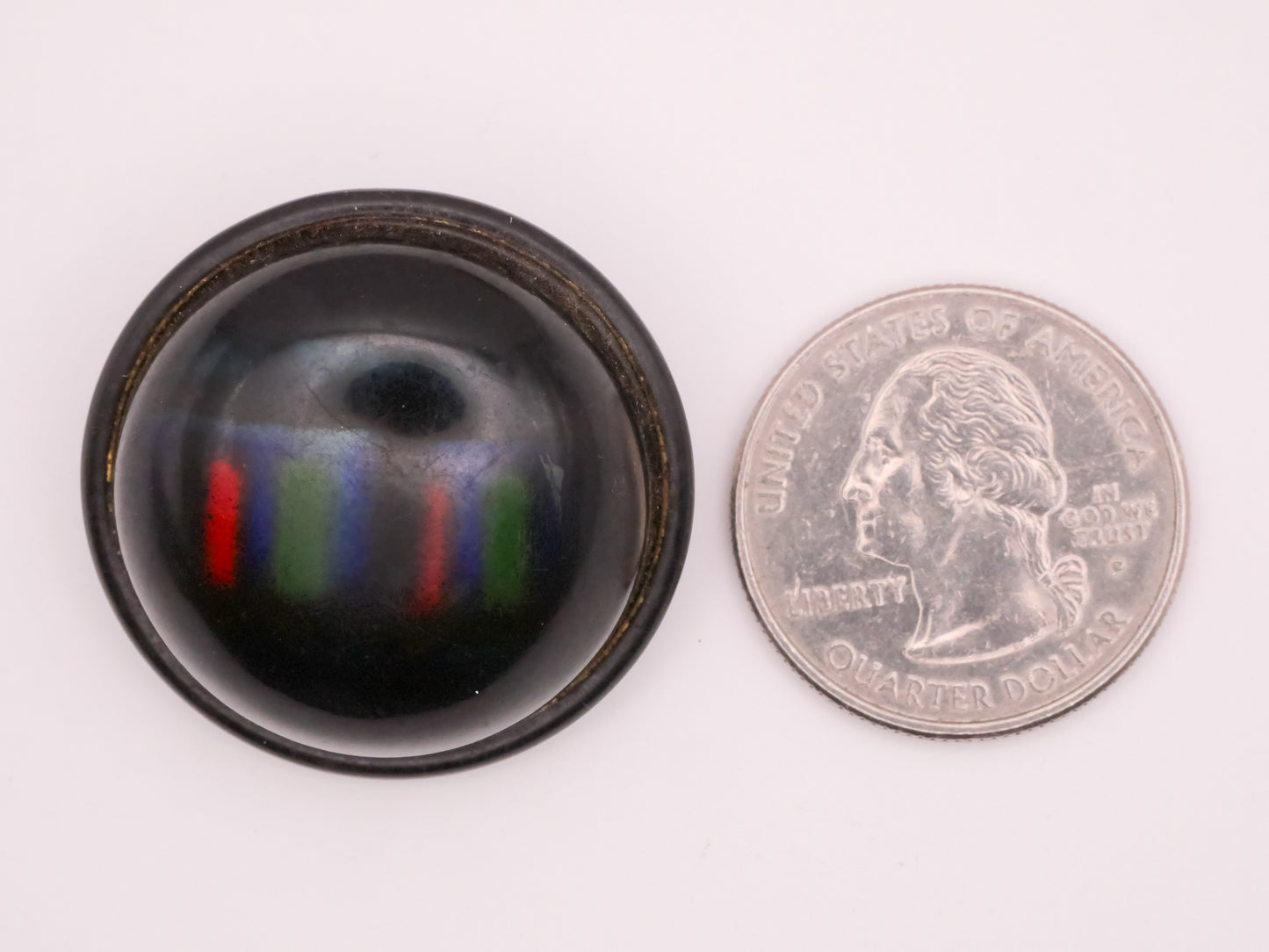 Primary Stripe Celluloid Early Plastic Bubble Large Button 32mm