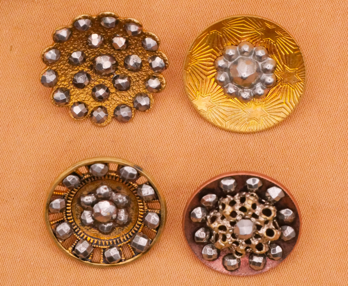 Steel-Cut Brass Metal Celestial Victorian Button Various 17-19mm