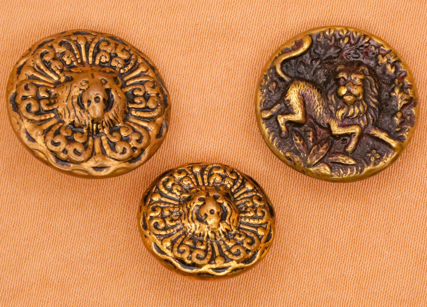 Lion Tinted Brass Metal Button Various 16-18mm