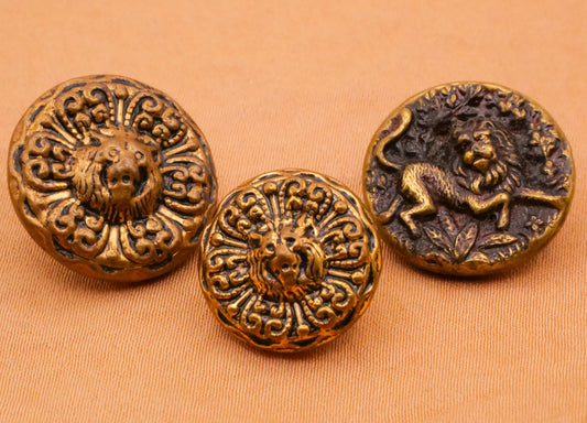 Lion Tinted Brass Metal Button Various 16-18mm