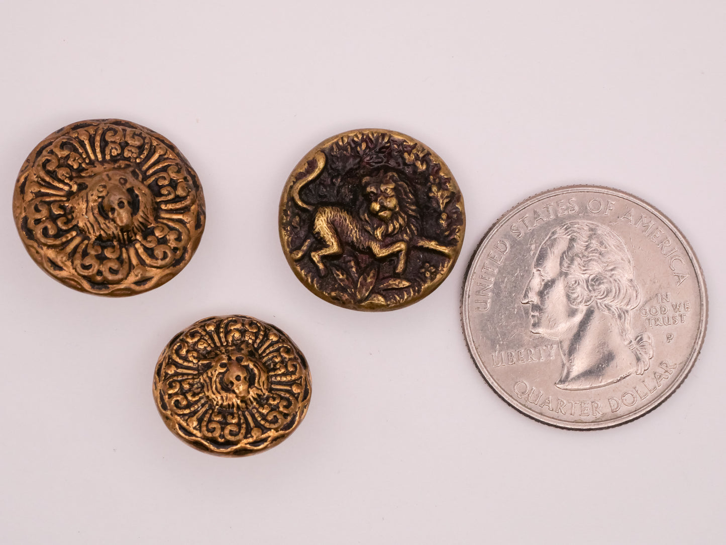 Lion Tinted Brass Metal Button Various 16-18mm