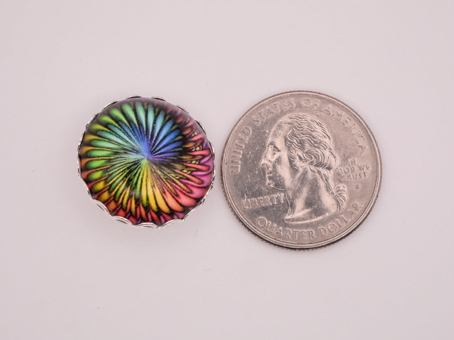 Circus Hypnotizing Glass Silver Metal Button Various 21mm