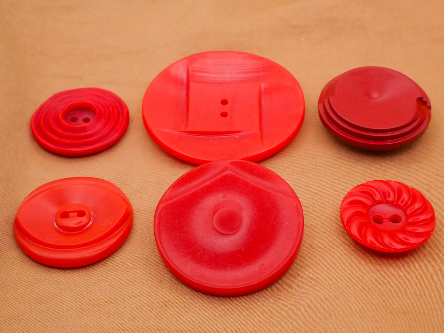 Vibrant Red Vintage Plastic Button Various 22-42mm