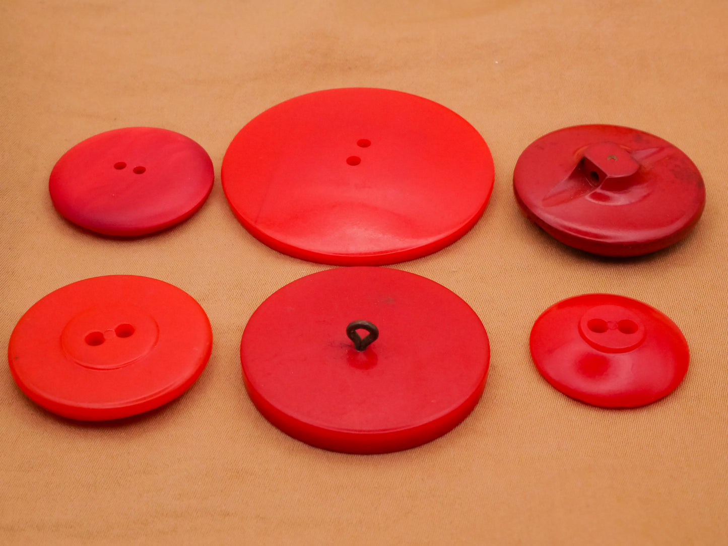 Vibrant Red Vintage Plastic Button Various 22-42mm