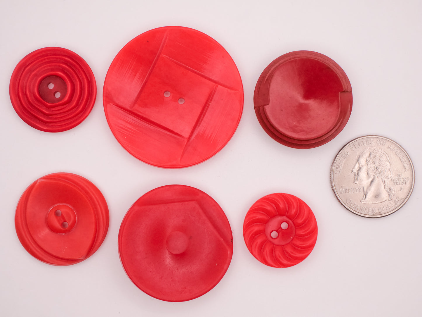 Vibrant Red Vintage Plastic Button Various 22-42mm