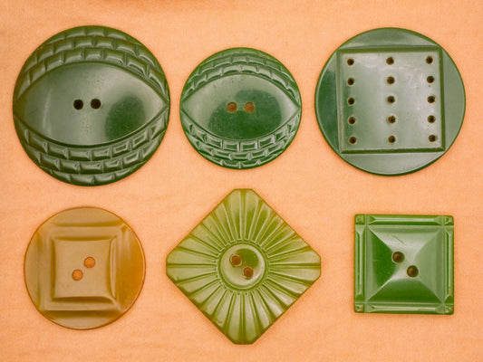 Green Bakelite Early Plastic Button Various 22-37mm