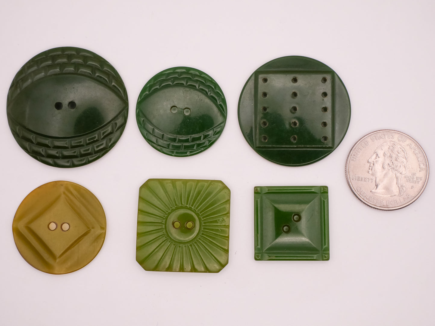 Green Bakelite Early Plastic Button Various 22-37mm