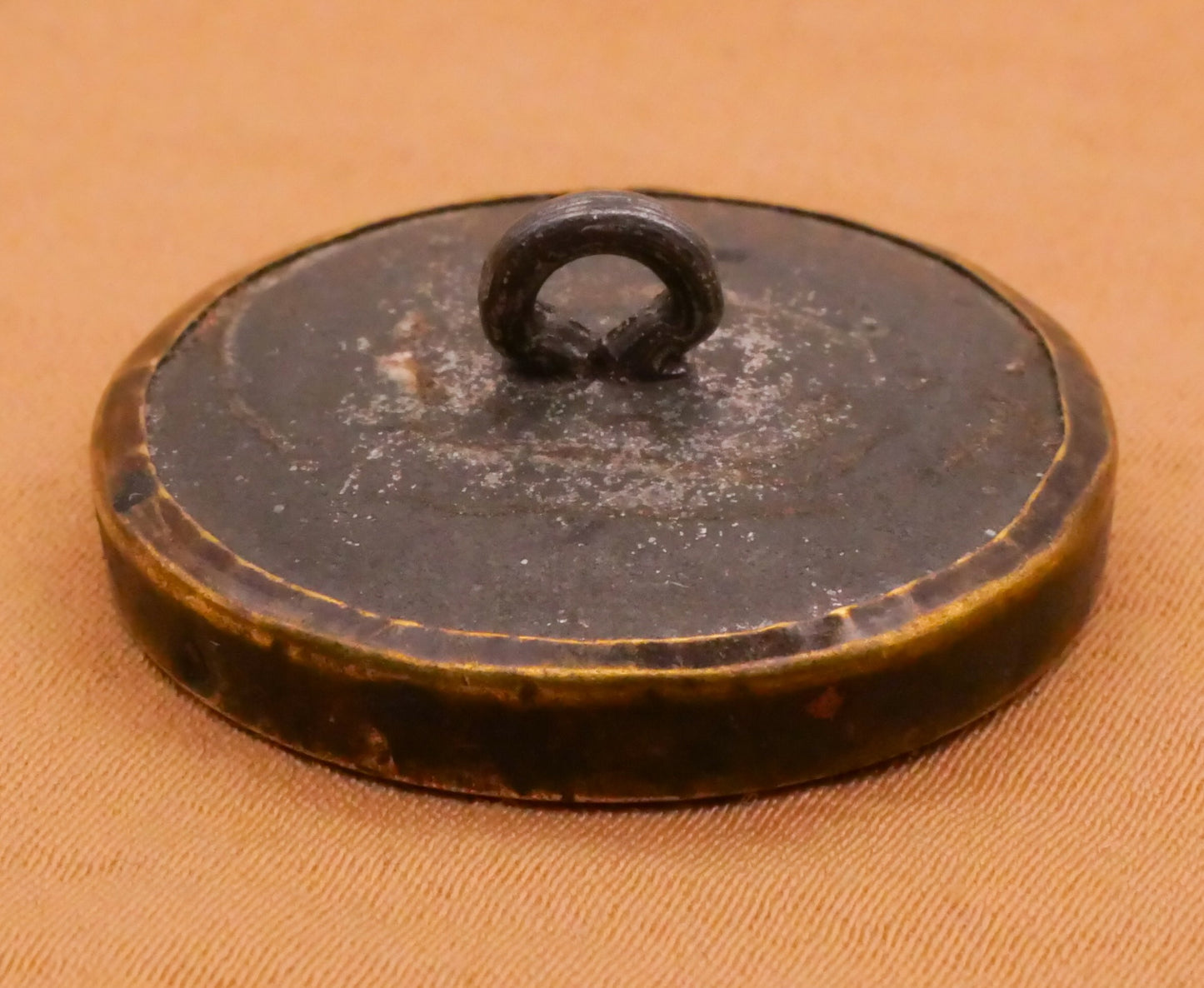 Tiger Stripe Amber Glass Brass Metal Drum Button 26mm