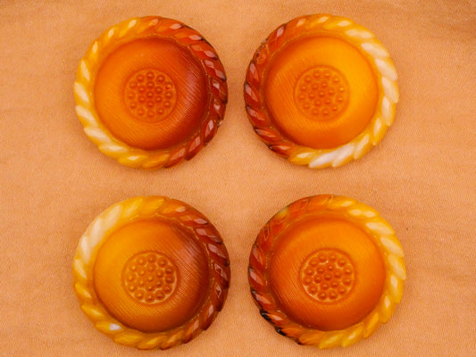 Dip Dye Look Amber Caramel Rope Edge Vintage Glass Button Various 27mm
