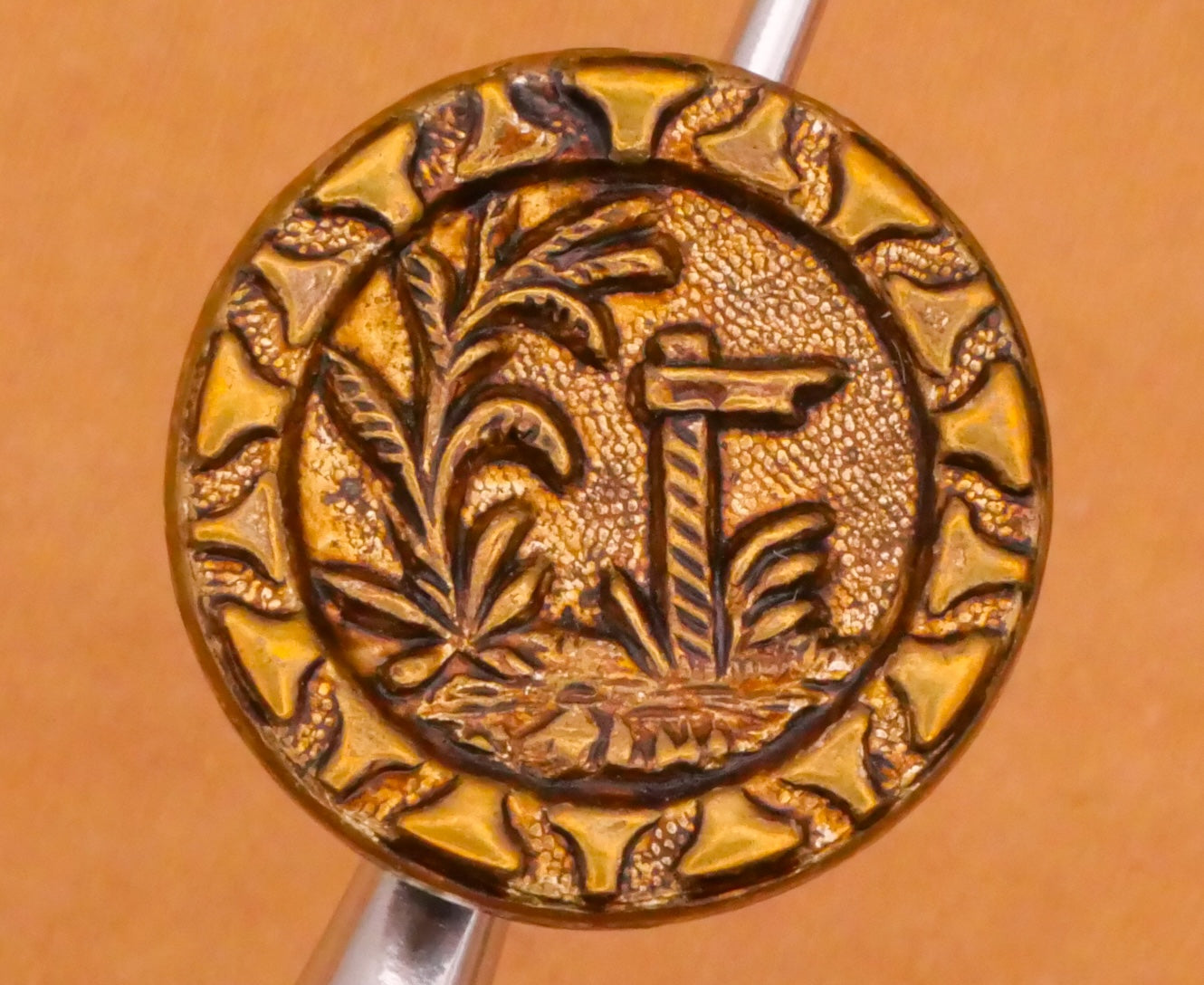 Sign Mile Marker Landscape Victorian Picture Metal Button 16mm