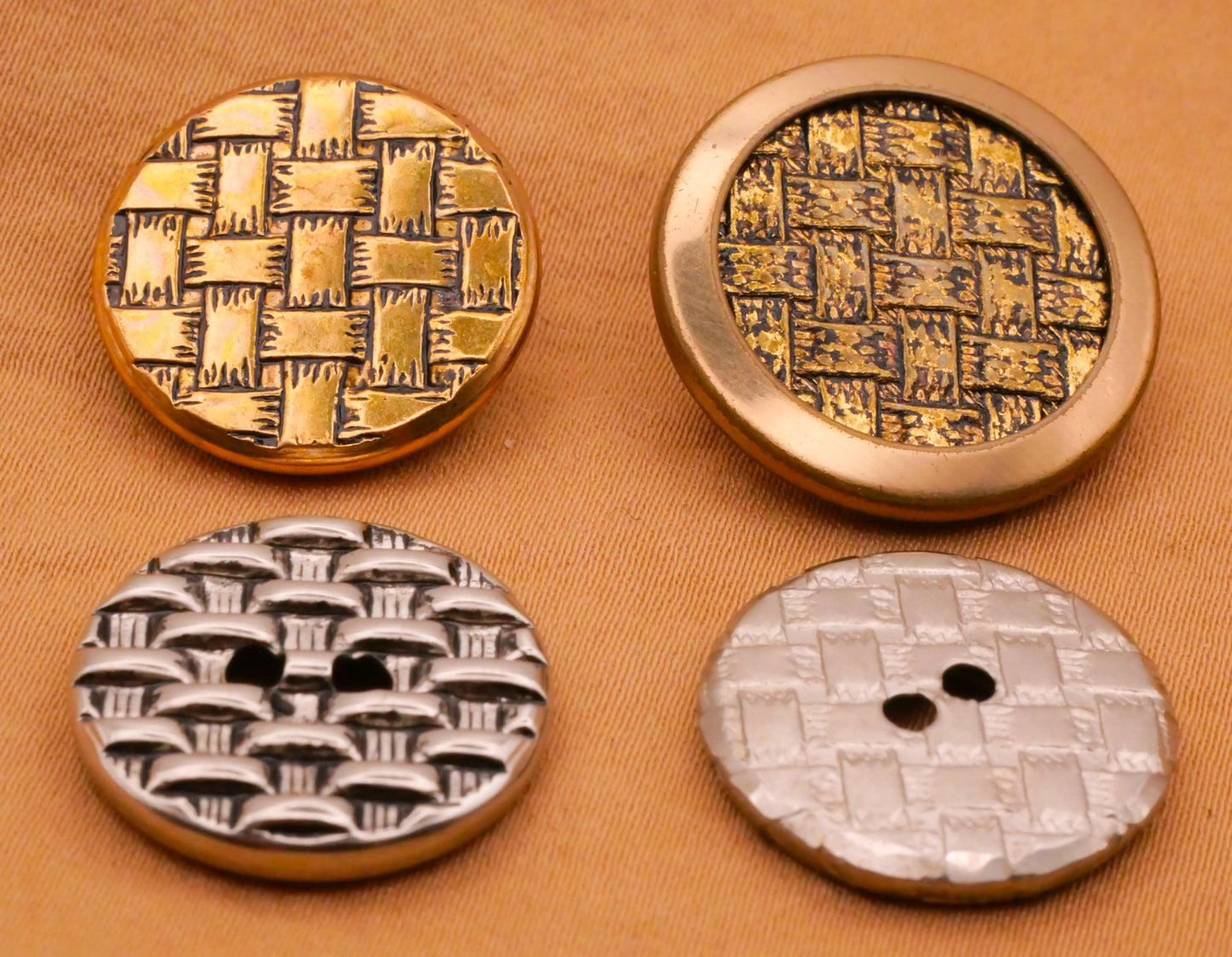 Basketweave Woven Look Vintage Metal Button Various 19-22mm