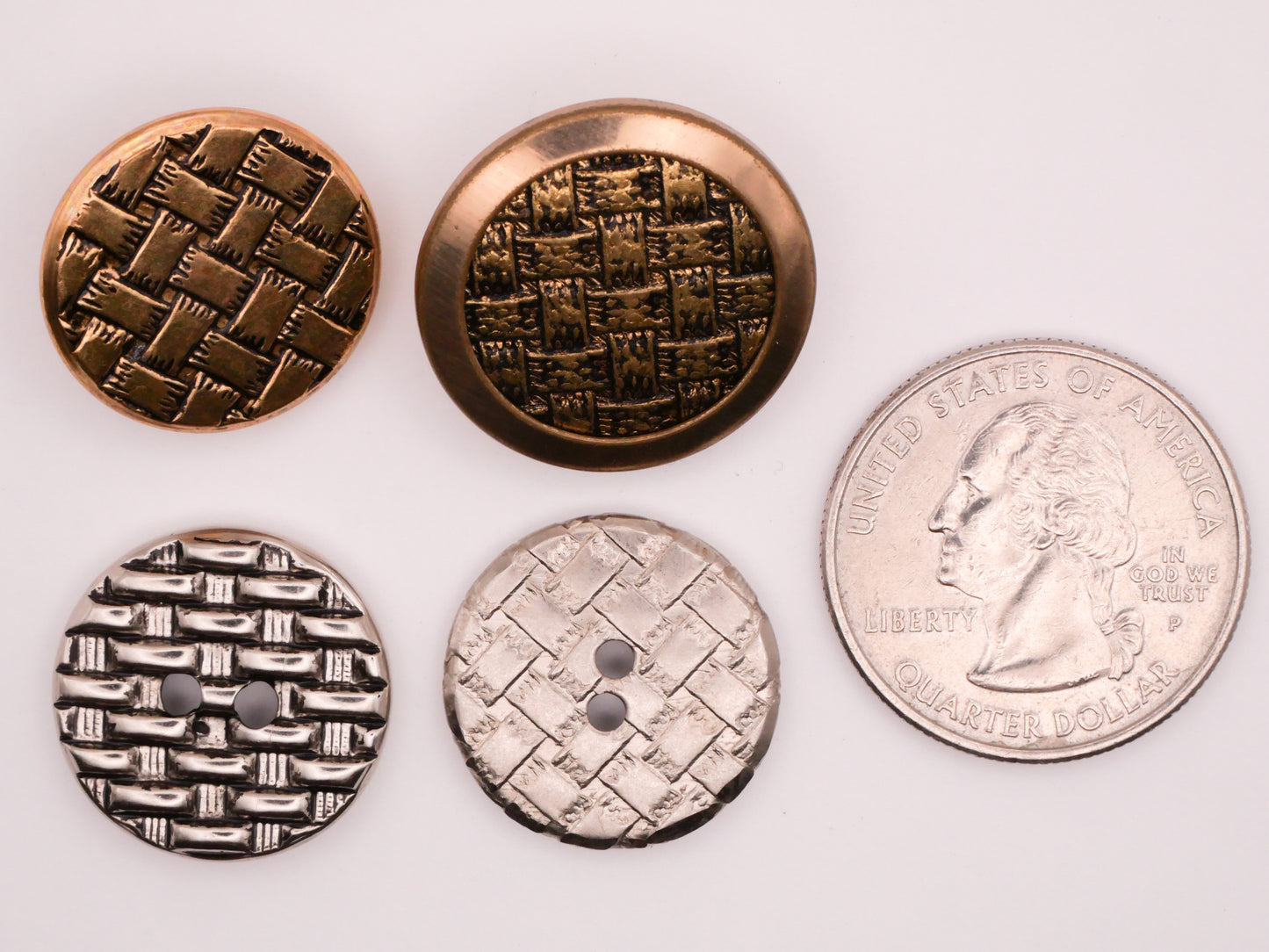 Basketweave Woven Look Vintage Metal Button Various 19-22mm