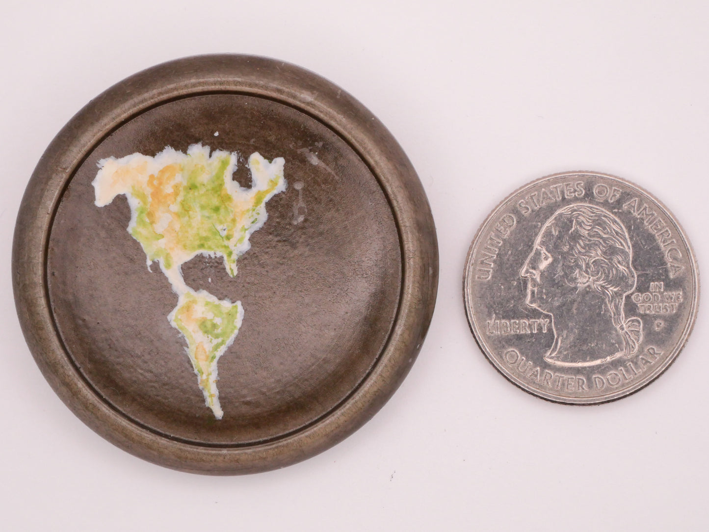 Earth Globe Americas Hand-Painted Large Plastic Nancy Breslawski Studio Button 43mm
