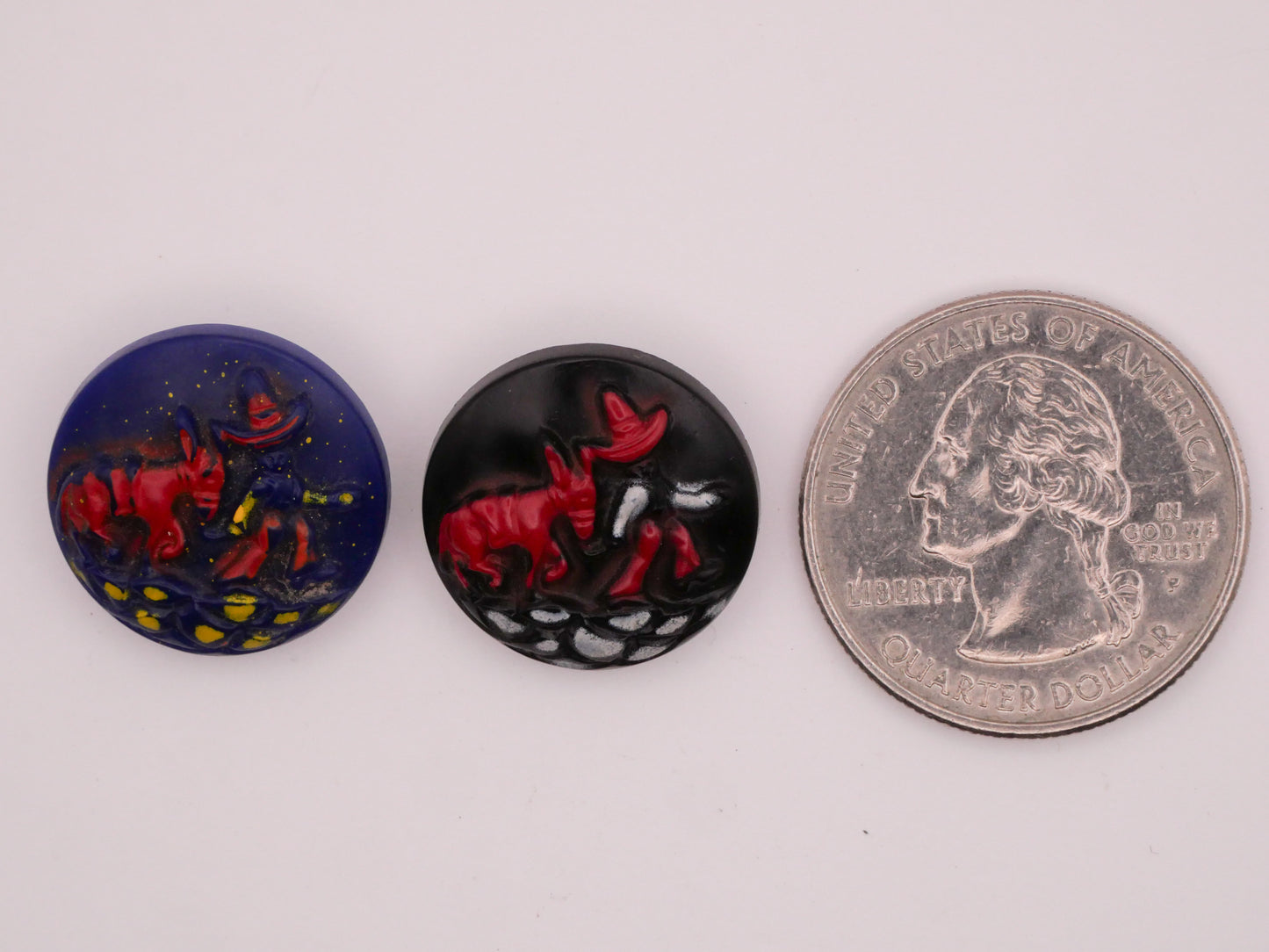 Man and Donkey Hand-Painted Vintage Plastic Button Various 18mm