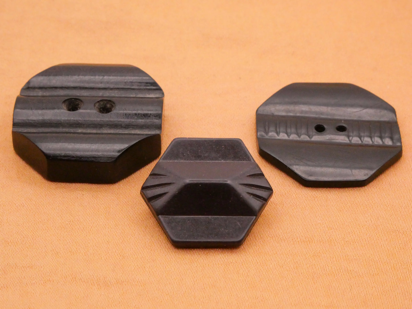 Polygon Hexagon Octagon Black Early Plastic Button Various 20-28mm