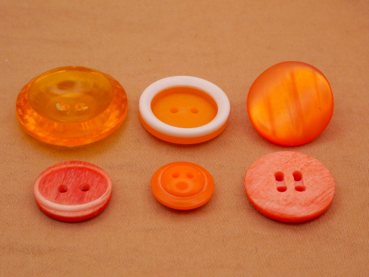 Orange Vintage Plastic Button Various 12-23mm