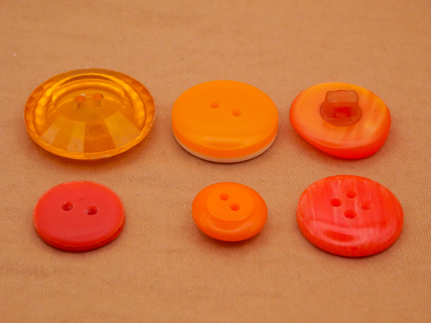 Orange Vintage Plastic Button Various 12-23mm