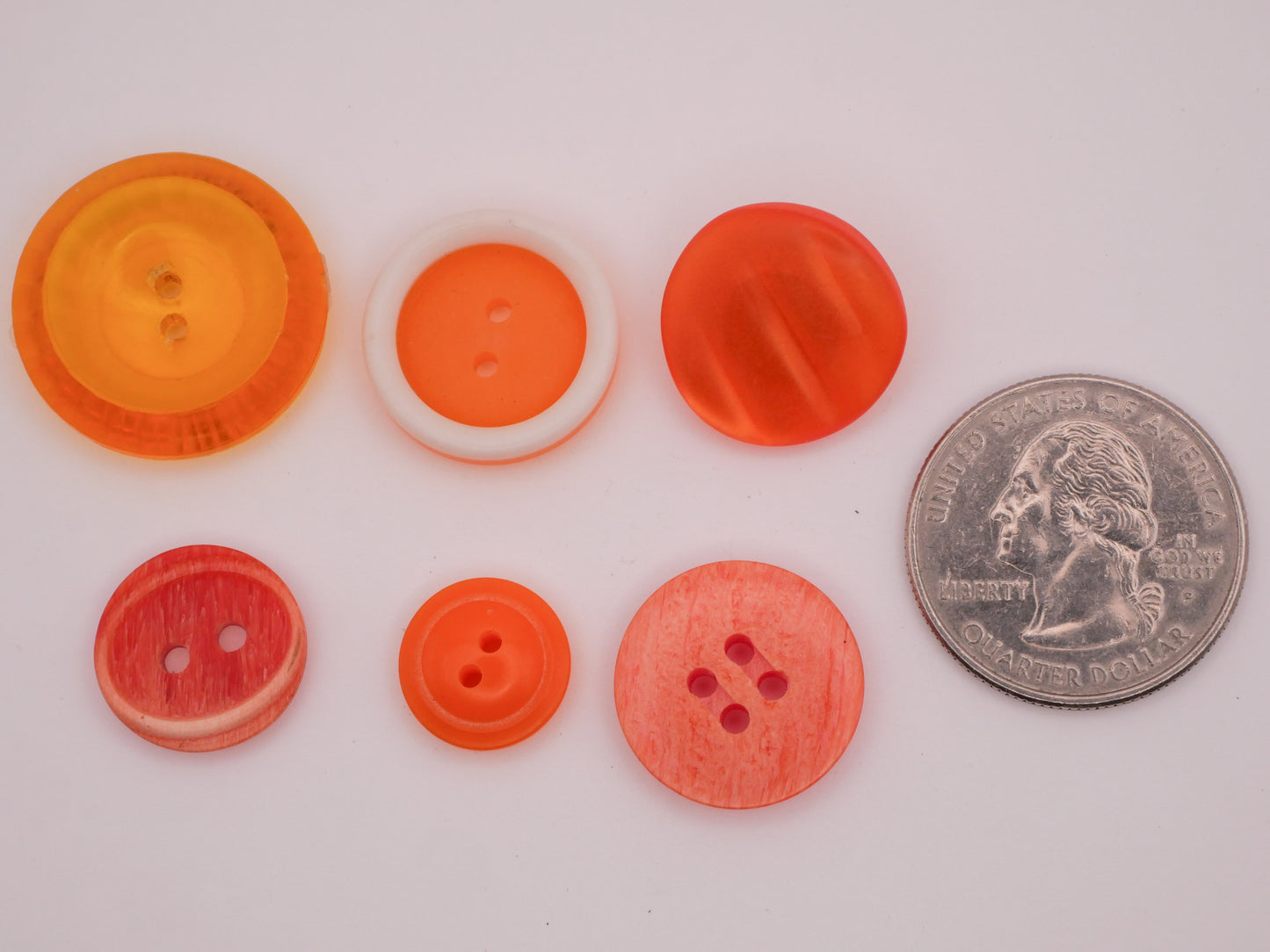 Orange Vintage Plastic Button Various 12-23mm
