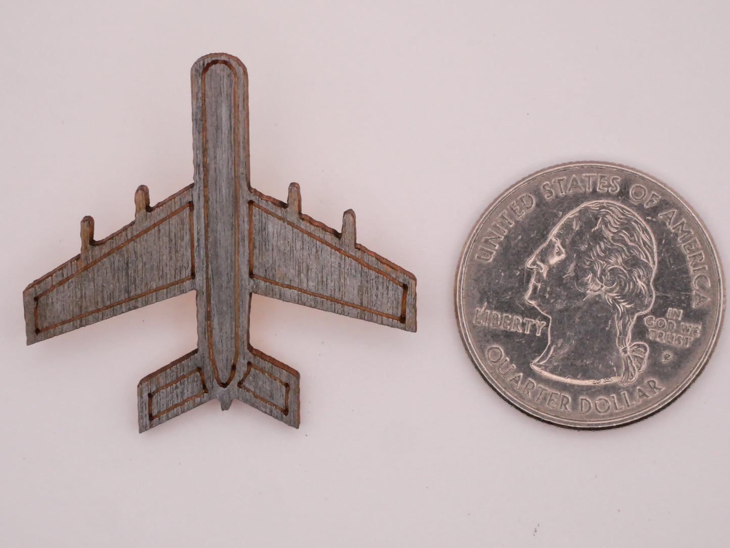 Airplane Vehicle Travel Silver Wood Pair of Buttons 34x35mm