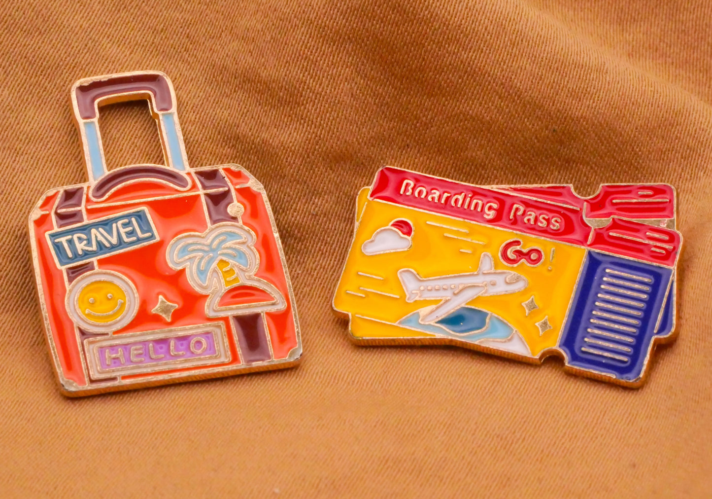Travel Suitcase Luggage or Ticket Boarding Pass Enamel Metal Button Various 14-25mm