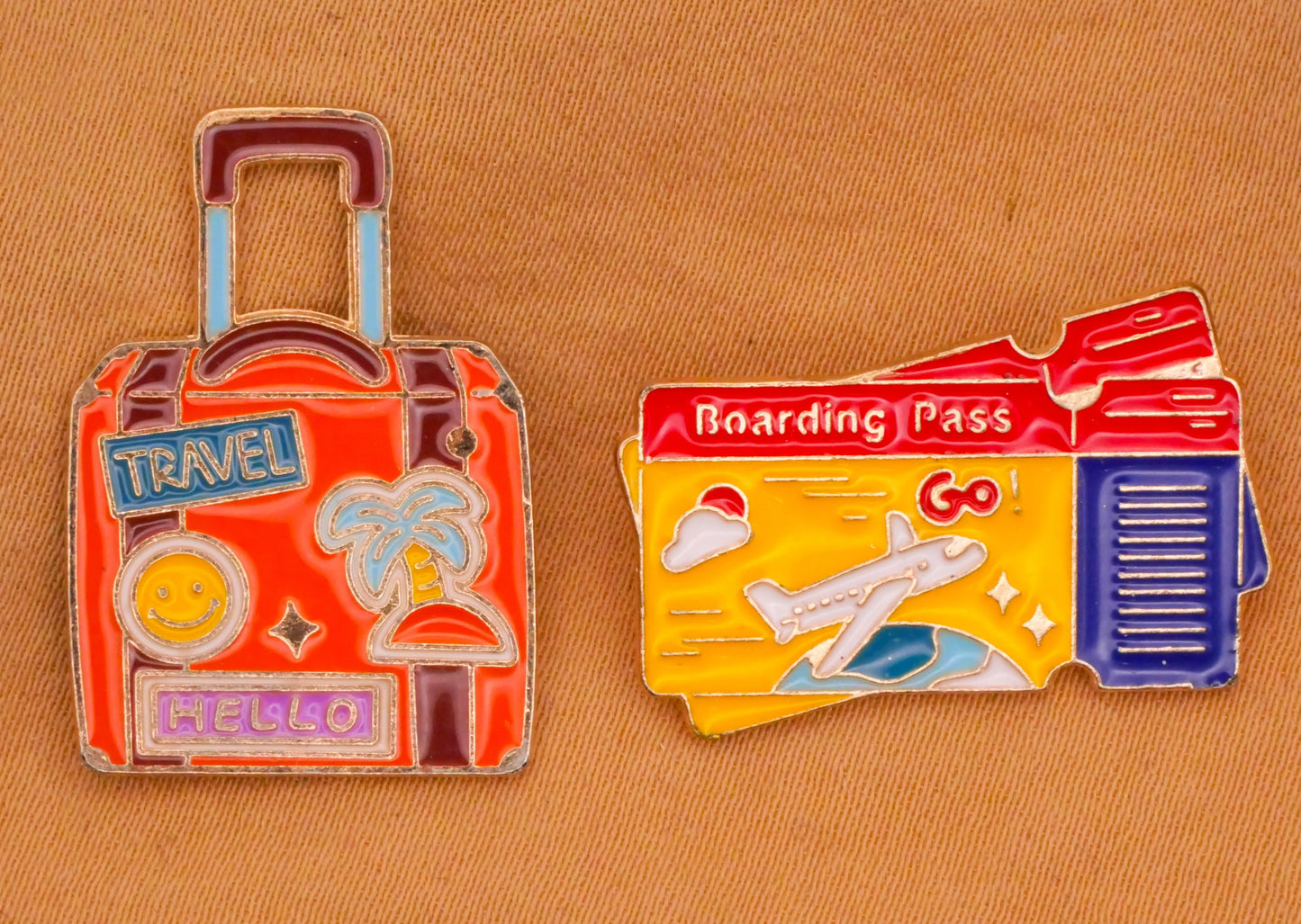 Travel Suitcase Luggage or Ticket Boarding Pass Enamel Metal Button Various 14-25mm