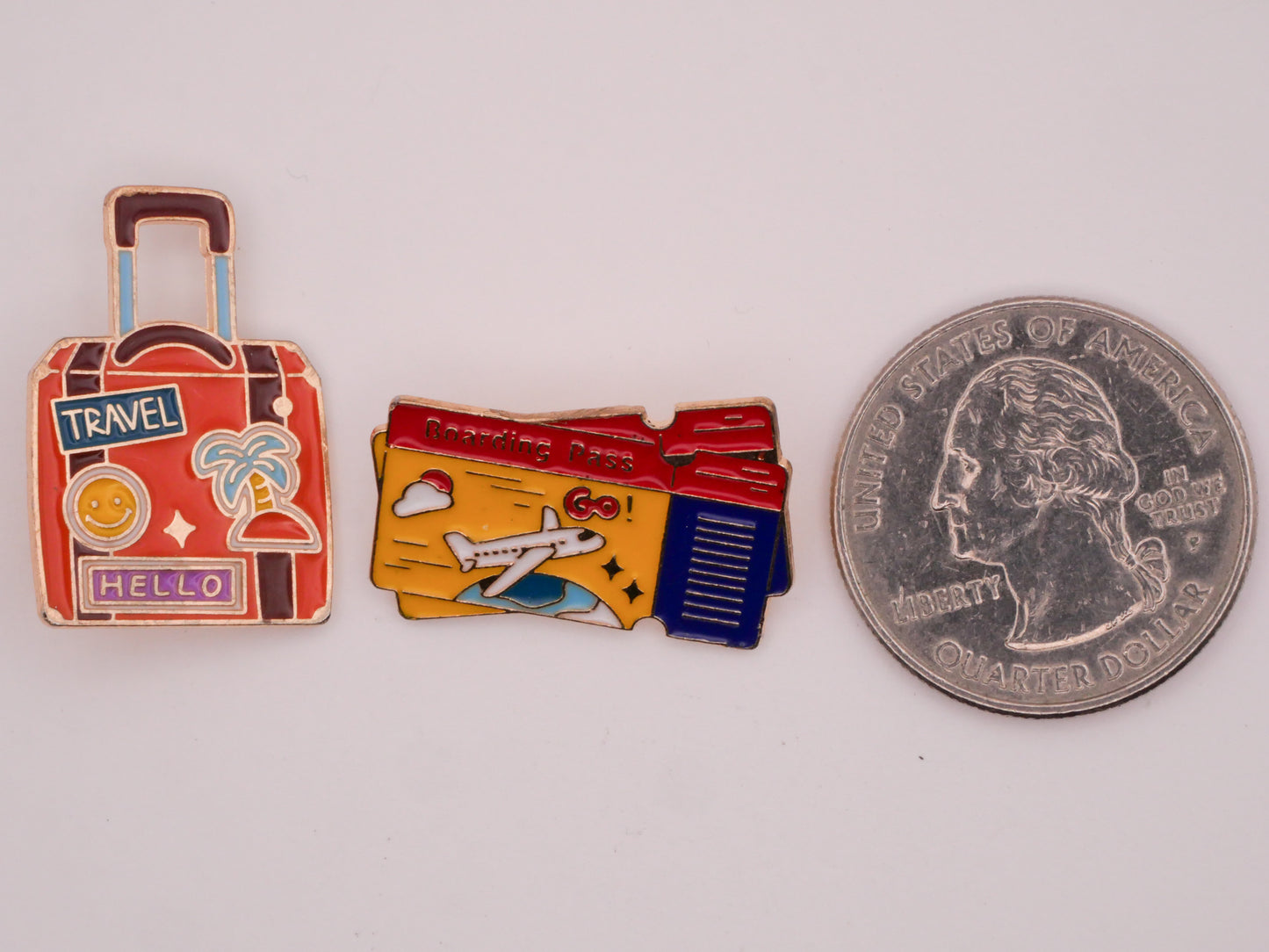 Travel Suitcase Luggage or Ticket Boarding Pass Enamel Metal Button Various 14-25mm