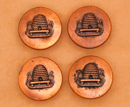 Bee Hive Copper Look Metal Vintage Button Various 16mm