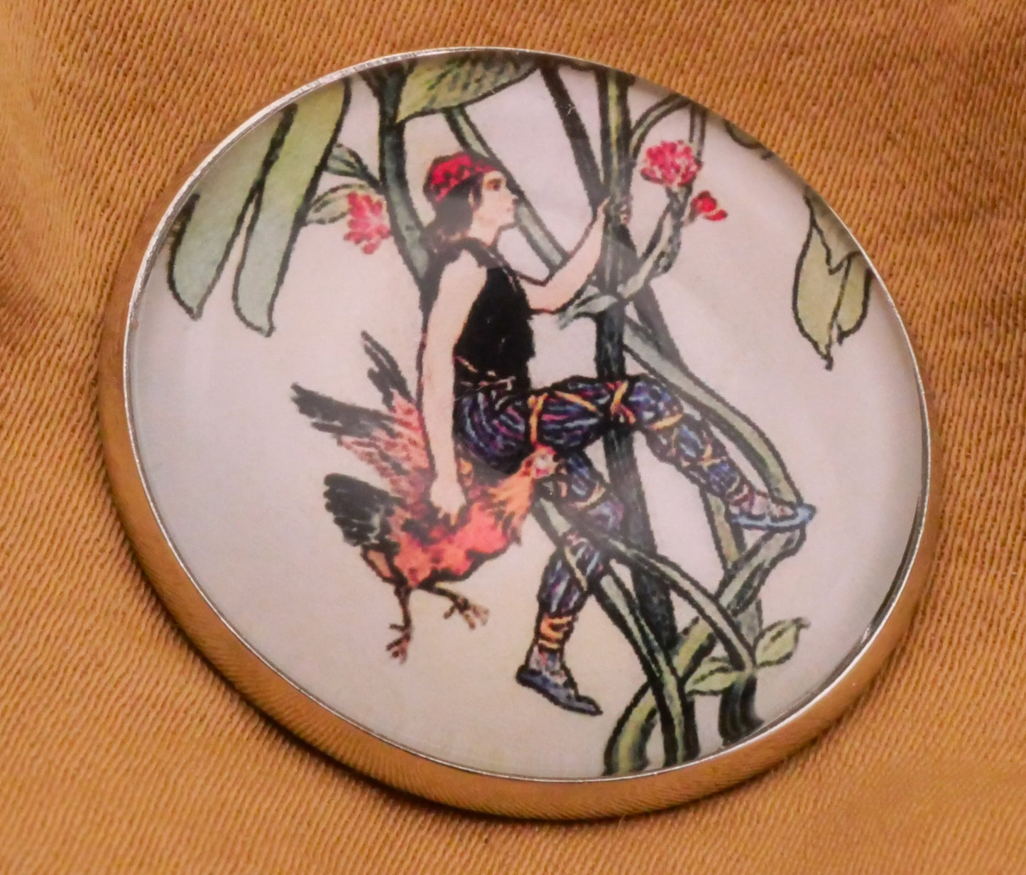 Fairytale Storybook Illustration Glass Dome Metal Button Various 27mm