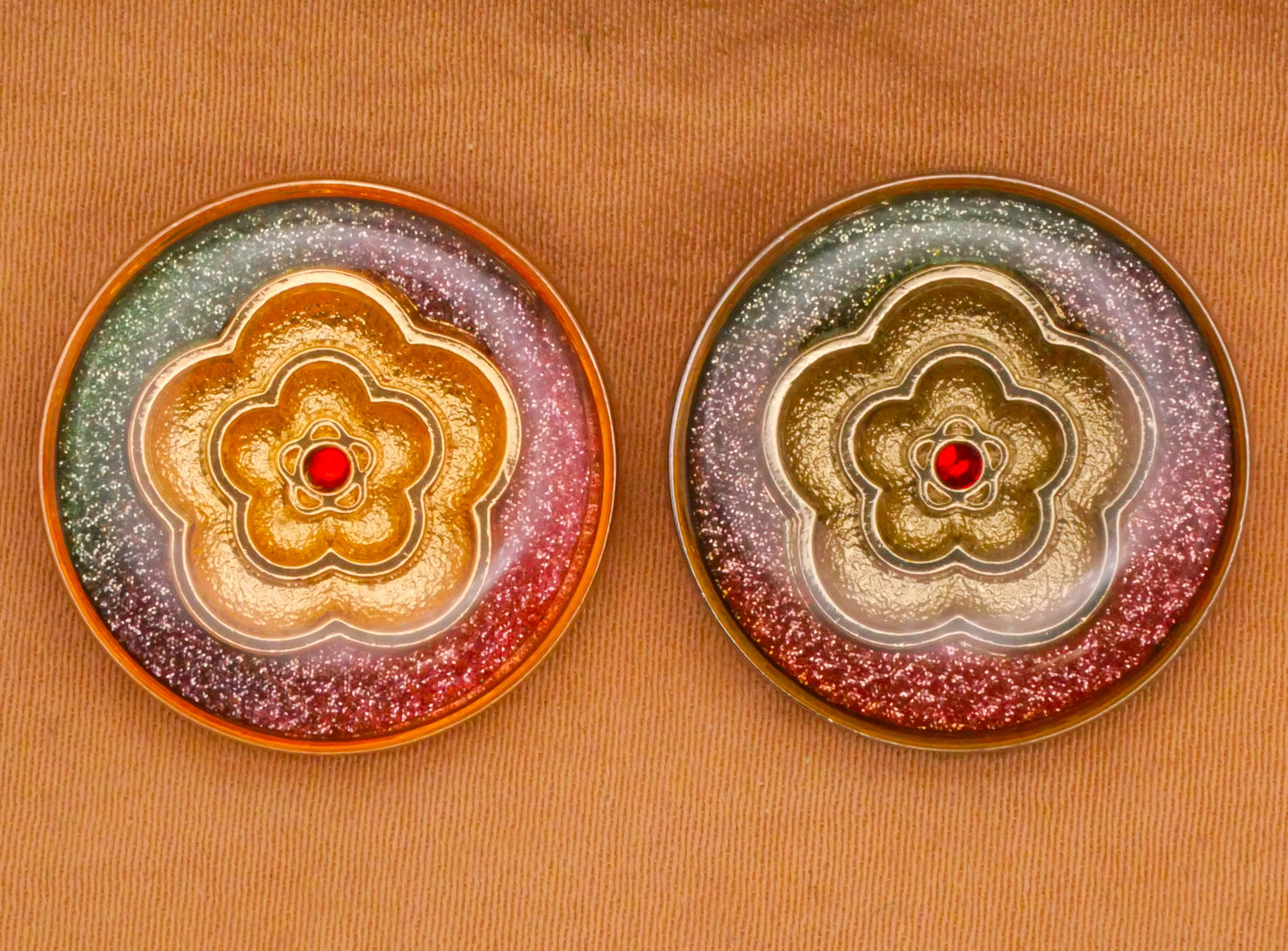 Flower Glitter Rhinestone Resin Metal Button Various 22mm
