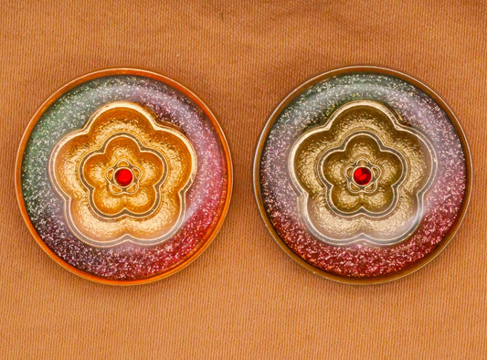 Flower Glitter Rhinestone Resin Metal Button Various 22mm