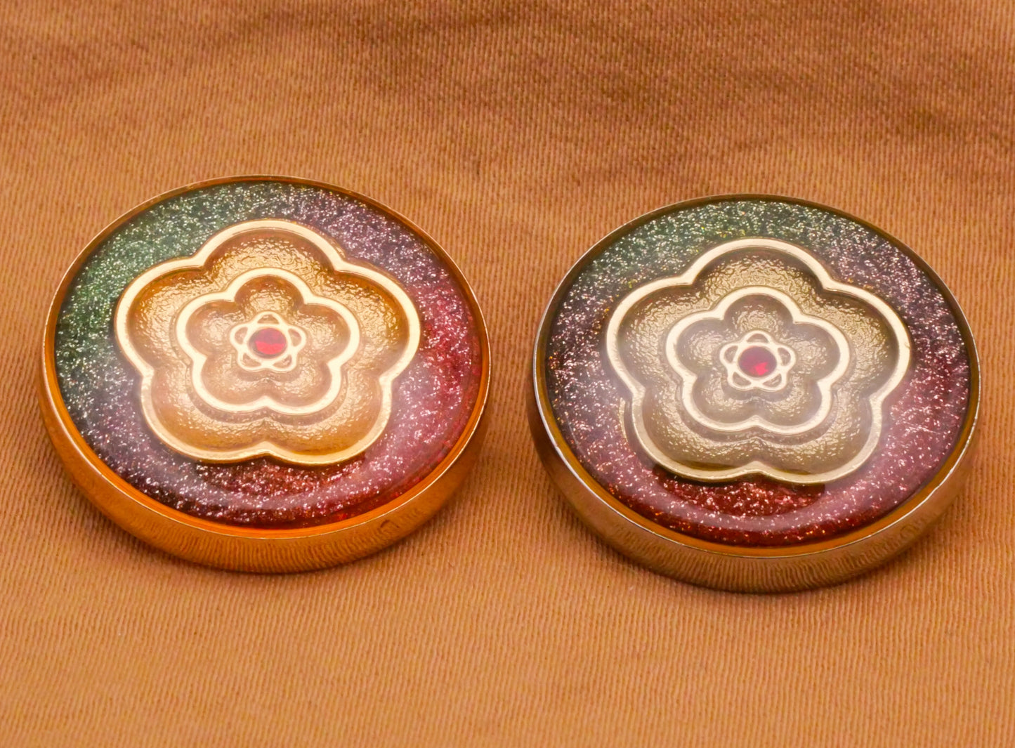 Flower Glitter Rhinestone Resin Metal Button Various 22mm