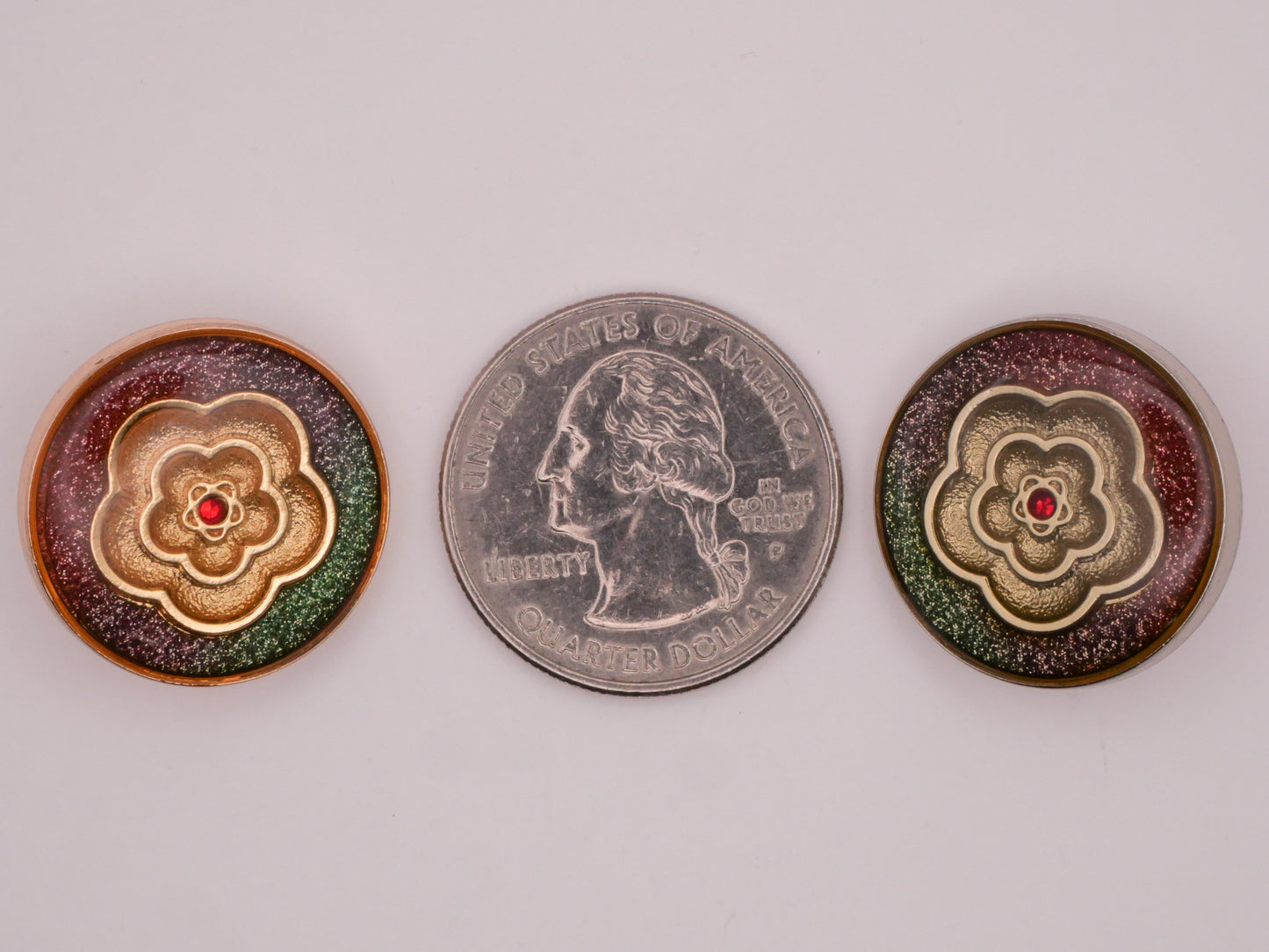 Flower Glitter Rhinestone Resin Metal Button Various 22mm