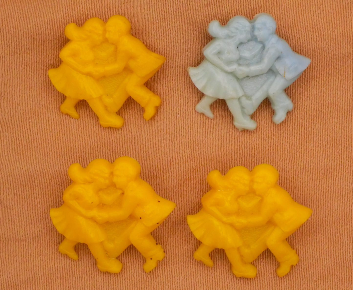 Dancing Couple People Goofie Goofy Vintage Early Plastic Button Various 18x19mm