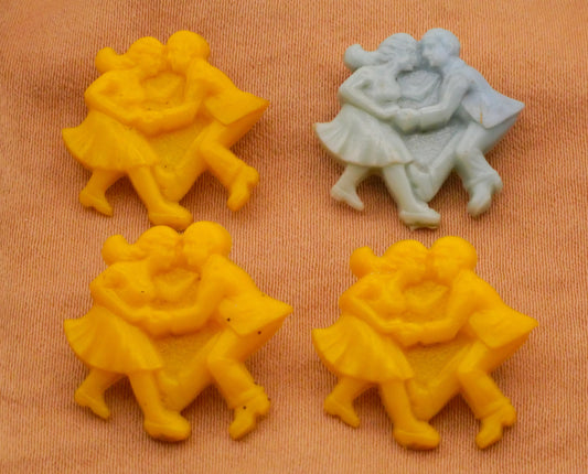 Dancing Couple People Goofie Goofy Vintage Early Plastic Button Various 18x19mm