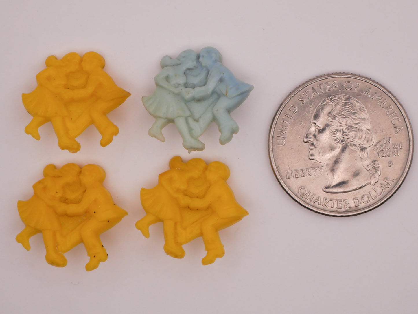 Dancing Couple People Goofie Goofy Vintage Early Plastic Button Various 18x19mm